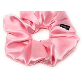 Jumbo XL Luxury Silk Charmeuse Scrunchies for Women Girls, Frizz Prevention, Sleep Hair Holder Scrunchy, Large Elastic Ties Band for Ponytail Bun, Hair Ties for Breakage Prevention (Pink)