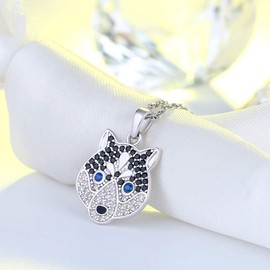 Koko The Siberian Husky Dog Necklace for Women Puppy Lover Gifts by Ginger Lyne Sterling Silver Chain CZ Pendant Charm Paw Pet Gift Jewelry for Women and Dog Mom