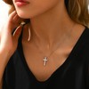 foyjoey White Gold Simple Cross Necklace for Women Stainless Steel
