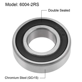 sourcing map 6004-2RS Deep Groove Ball Bearing 20 mm x 42 mm x 12 mm Double Sealed Chrome Steel Z2