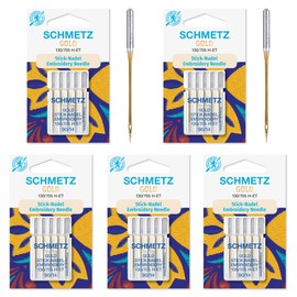 Schmetz Gold Titanium Embroidery Needles Size 90/14 130/705 H-ET Pack of 25
