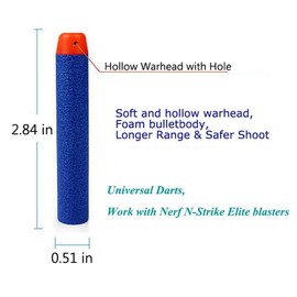 AMOSTING 100PCS Refill Foam Darts for Nerf N-Strike Elite 2.0 Series ,Compatible with All Elite Blasters-Blue