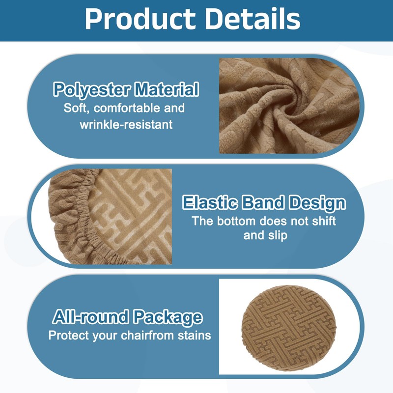 sourcing map 2Pcs Bar Stool Covers Round, 12-14" Soft Elastic