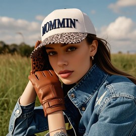 KIDHABE Two-Tone Women's Baseball Cap, Mommin Trucker Hat for Mother's Day, Adjustable Cap, Ponytail Hat for Running, Sports