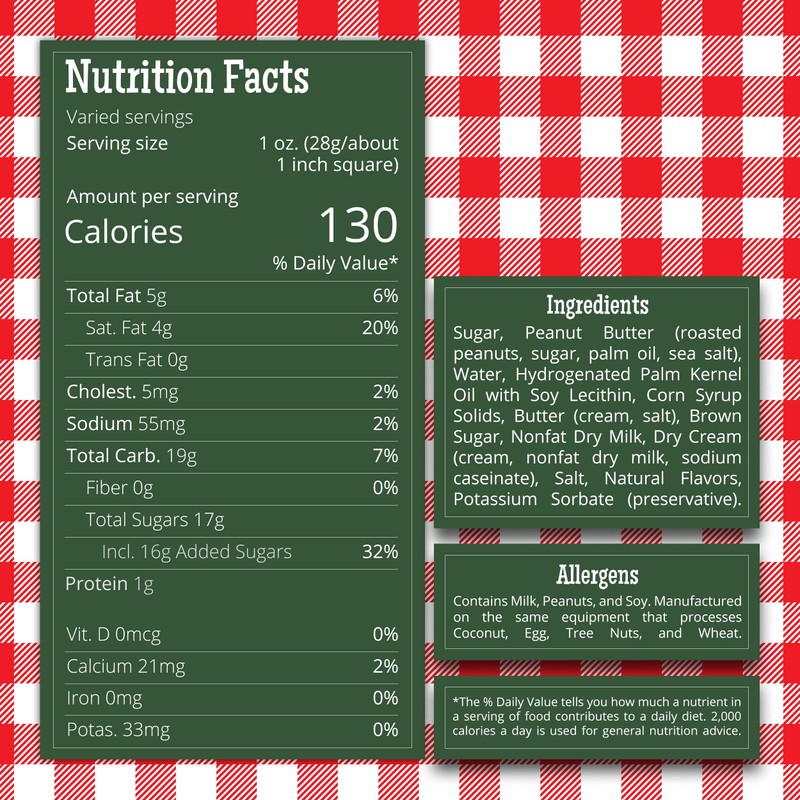 Valley Fudge, Peanut Butter, Fresh Artisan Fudge, Real Butter, Gourmet