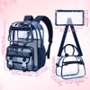 UFNDC 3PCS Clear Backpack Heavy Duty, See Through School Bag