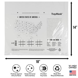 TrayMask Funda desechable para Mesa | Esencial para Viajar en avión | Perfecto para niños pequeños, y Adultos Accesorios de Viaje | Proporciona una Capa de protección Fresca y Limpia | Paquete de 20