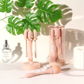 Pack of 5 Portable Makeup Brushes Slim Waist Professional Cosmetic Brush Foundation Powder Concealer Makeup Beauty Tool with Portable Storage Bucket