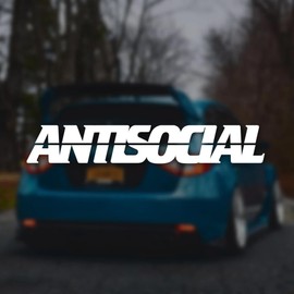 Antisocial Windshield Banner Vinyl Sticker Decal - 8x3 Inches Bold Waterproof for Laptops Bumper Mirror Boat Men Adults Cars Trucks Tablets Wall Window Vehicles