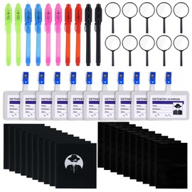 BTFO 50pcs Detective Party Favors, Invisible Ink Pens Notebooks Magnifiers Kid Detective Game Spy Toys Escape Room Party Favors Detective Themed Party Games