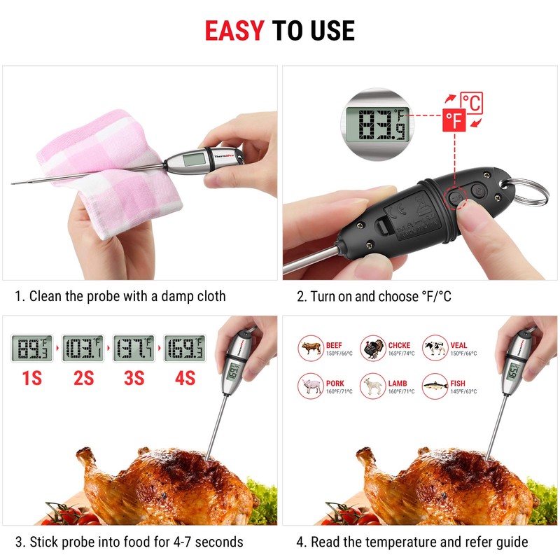 ThermoPro TP02S Digital Food Thermometer for Cooking Bread Baking Sourdough