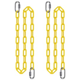 2Pcs 80" Swing Chain with Carabiners 1000 LBs Capacity Heavy Duty Coated Hanging Chains Porch Swing Chains with Hooks Yellow Chain for Hammock, Tree Swing, Hanging Chair, Heavy Bags, Swing Chair