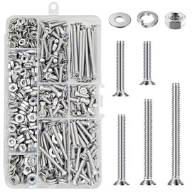 Wensilon (700 pcs)#8 Outlet Screws Kit, 304 Stainless Steel Machine Screws, Flat Head Phillips,Electrical Wall Plate Switch, Bright Finish, Fully Machine Thread