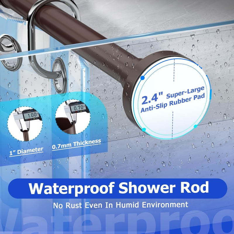 Bonpally Shower Curtain Rod, Adjustable 32-75 Inches Spring Tension Rod,