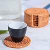 ROSSRORE Handwoven Natural Coasters Set - Boho Seashell & Rattan