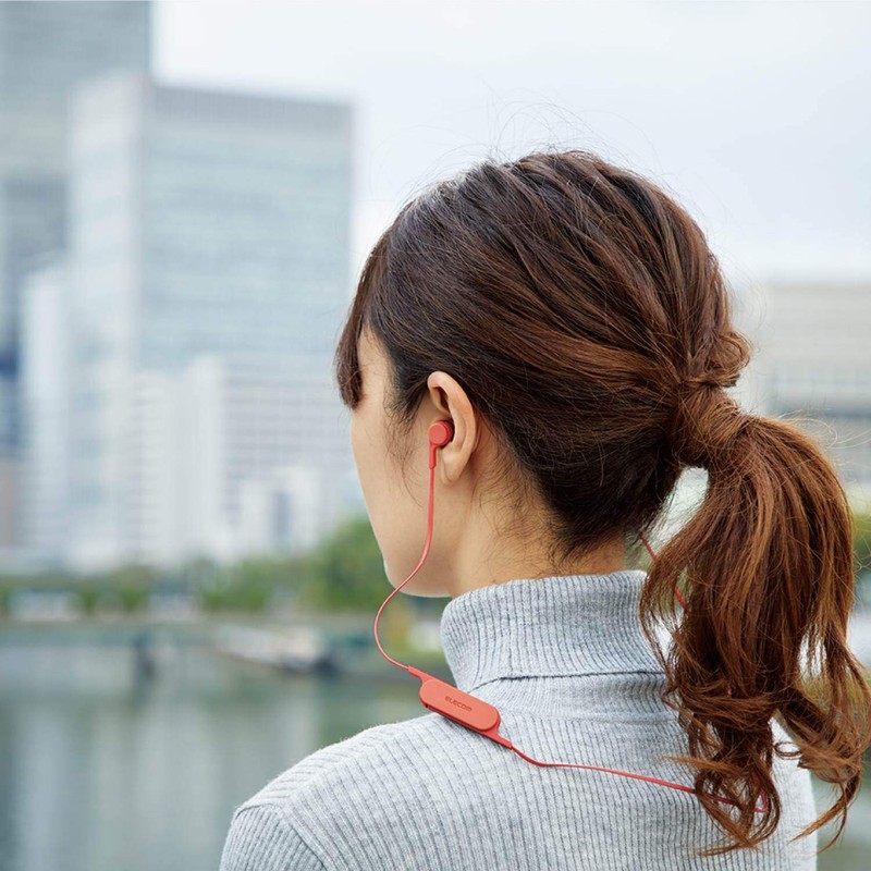 Elecom LBT-HPC14MPXPN Bluetooth Earphones, Wireless Bund [Simple Function Design with