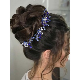 IYOU Baroque Wedding Hair Pins Crystal Navy Blue Bridal Hair Piece Butterfly Sparkly Rhinestone Guest Bridesmaid Hair Accessories for Women(Pack of 3)