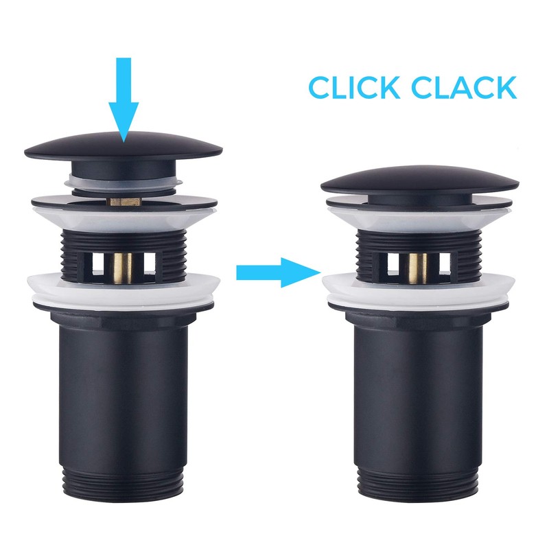 Drain Fitting with Overflow Black Matt, Keymark Universal Drain Valve