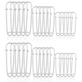 Canollo Safety Pins Large Pack of 30, 7 cm 6 cm 5 cm, Metal Large Safety Pin for Attaching and Sewing Clothing and Crafts, Large Safety Pins for Brooches Making (Silver)