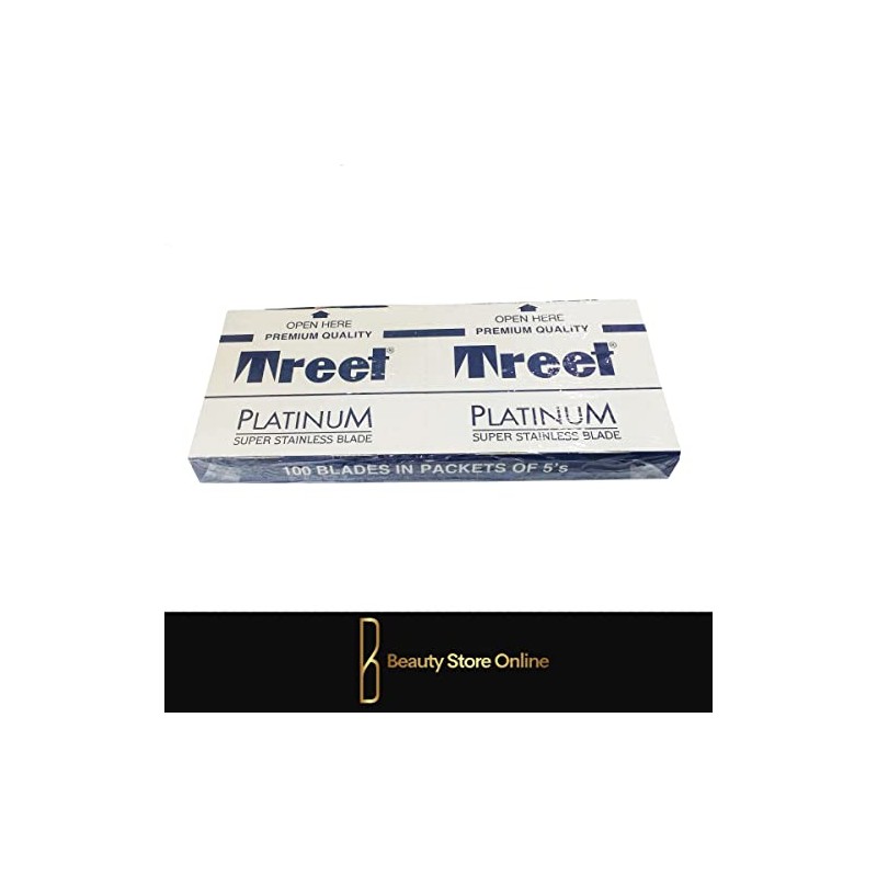 Treet Platinum Super Stainless Double Edge Razor Blades, (100 Blades)