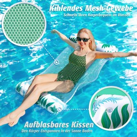 Amteker Wasserhängematte Erwachsene 4 in 1, Luftmatratze Pool XL 2 Stück, Luftmatratze Wasser Pool Zubehör Spaß, Pool Spielzeug, Aufblasbarer Wasserspielzeug Hängematte, Luftmatratze Pool Erwachsene