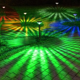 Centeluz Solar Pathway Outdoor Lights 6 Pack, Landscape Decorative Lighting Warm White + RGB Color Changing LED Waterproof Light for Garden, Patio, Outside Walkway, Driveway, Lawn