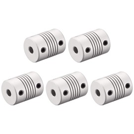 sourcing map 5 Pieces 5 mm to 10 mm Aluminium Alloy Rod Flexible Coupling Motor Plug Connection L25 x D19 Silver