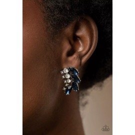 Paparazzi ~ ​Flawless Fronds BLUE Rhinestone Earrings ~