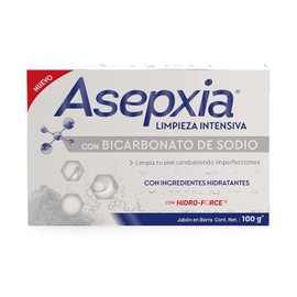 ASEPXIA - Bicarbonato de Sodio Jabón en Barra. Limpia la piel, combate y previene imperfecciones, remueve grasa e impurezas con ingredientes hidratantes. Barra con 100g.