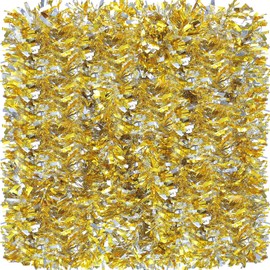 Sosation 100 ft Valentine's Day Tinsel Garland Valentine's Day Tree Garland Bulk Glitter Twist Garland Metallic Streamer Indoor Outdoor Hanging Valentine Decorations (Gold Silver)