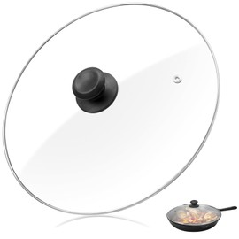 12 Inch Tempered Glass Pot Lid for Lodge 12” Cast Iron Skillets and 7 Quart Dutch Ovens, Round Glass Wok Cover Replacement for Frying Pan, 1 Pack