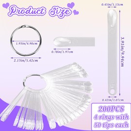 200 Stück transparente Nagelmusterstäbchen mit Ring, runde transparente Nagelproben-Sticks, blanko Nagelfarb-Display, Spitzen, Politur-Tester, Zubehör für Technik, Maniküre, Kunst, Zuhause, Salon, DIY