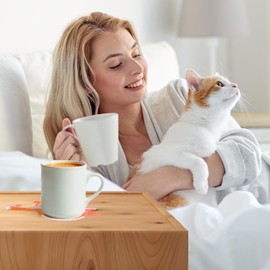 JJUNW 4Pcs Cute Cat Coasters Crochet, Cat Gifts for Cat Lovers, Funny Coasters Woven Creative Cute Cat Coaster Insulation Coaster, for Coaster Coffee and Tea Coaster Desktop Gifts(4)