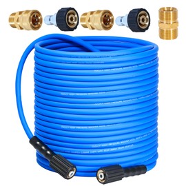 TOOLCY 3400 PSI Pressure Washer Hose 100ft Super Flexible Kink Resistant Power Washer Hose 1/4 Inch Replacement Power Wash Hose with M22 and 3/8" Quick Connection Kit for Gas & Electric