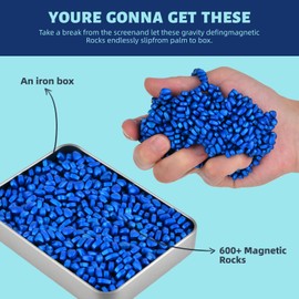 LCVUUK Magnetic Ferrite Putty Rocks, Blue More Than 600 Weak Magnetic Smooth Ferrite Pebbles, Magnet Rock Desk Toys and Time-Killer for Adults