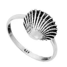 81stgeneration Women's .925 Sterling Silver Thin Band Shell Ring, Sterling Silver