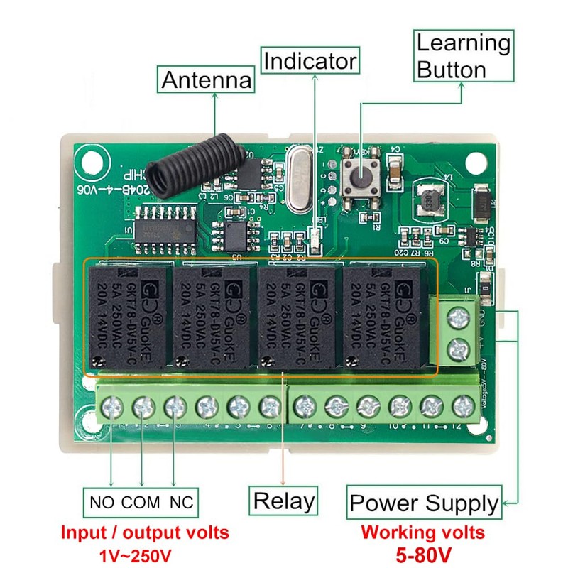 QIACHIP DC 12 V 24 V Wireless Remote Control Switch