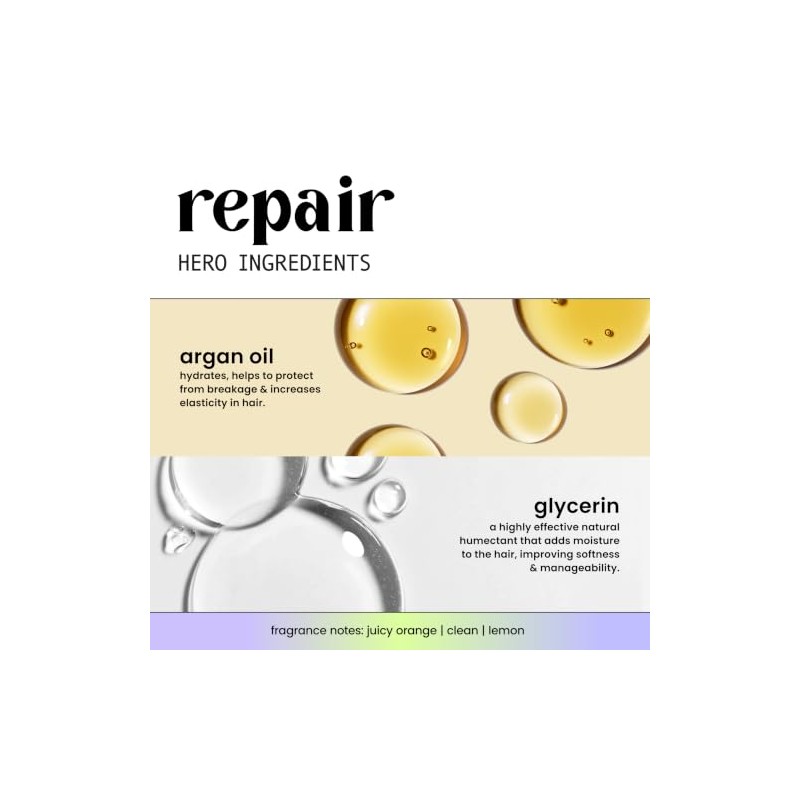 HASK, Repair + Argan Oil, Shampoo Reparador para Cabello Dañado,