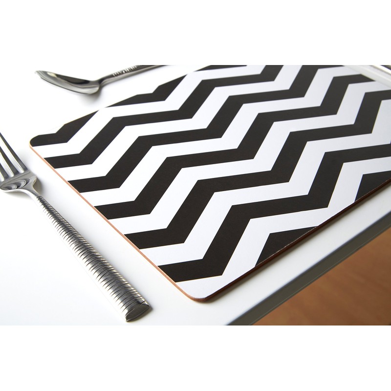 Premier Housewares 1203624 Chevron Placemats - Set of 4, Black/White,
