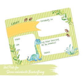 Papierdrachen 12 Birthday Invitations for Children – Dinosaur Motif – Birthday Invitations for Your Birthday Party (A6 with Rounded Corners)