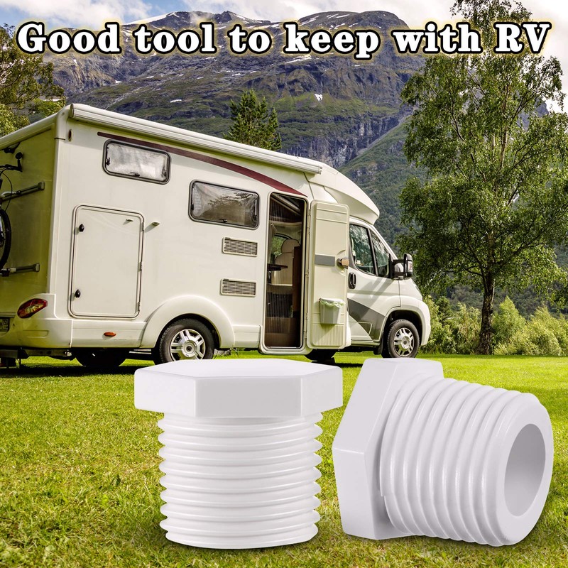 6 Pieces RV Hot Water Heater Drain Plug with Tape,