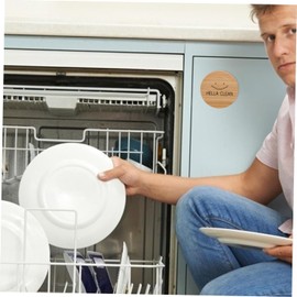 Hsthe Sea 2PCS Bamboo Dishwasher Magnet Round Kitchen Dishwasher Magnet Clean Dirty Sign（B）