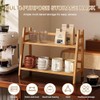 Cup Rack 2-Tier Bamboo with Rattan Look, Space-Saving Cup Holder,
