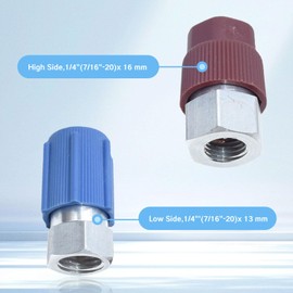 UAIAGM R12 to R134A Adapter High/Low Fittings R22 to R134A Conversion Kit 1/4’’ to 7/16"-20 UNF Retrofit Car AC Recharge Adapters for Refrigerant R12 R22 to R134a Air Conditioner Adaptors