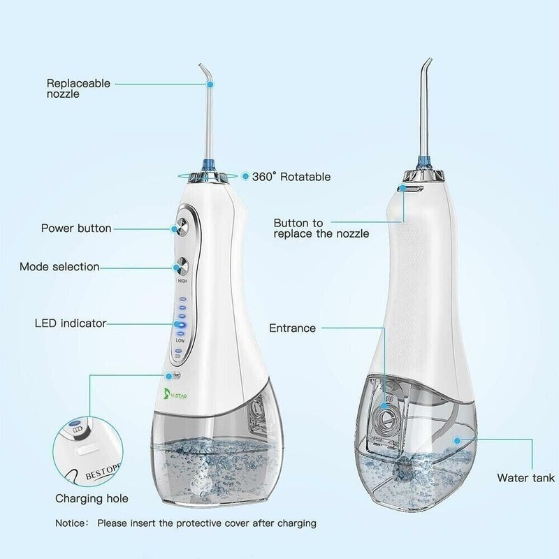 BESTOPE Water Flosser Cordless Dental Irrigator Rechargeable Teeth Cleaner