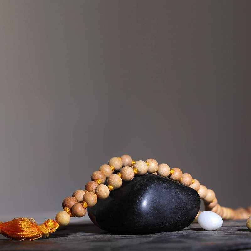 HealthAndYoga(TM) NatureSooth Mala Beads - Superior Grade Tulsi Wood