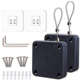 Samcos Door Closer, Automatic Door Closer, Paste Screws, Dual Use, Sliding Door, Easy Installation, Entryway, Indoor Use, Small, Sliding Door Clasp, Self-Closing 28.2 oz (800 g) (Black, 2 Pieces)