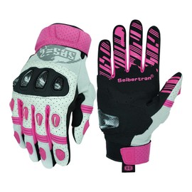 Seibertron SPS-2 Unisex Touchscreen Road Racing Motorcycle MTB Sports Gloves Also fit BMX MX ATV Mountain Bike Bicycle Cycling Off-Road/Dirt Bike Motocross etc Full Finger Adult Pink L