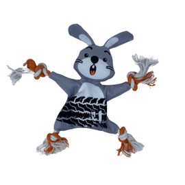 RoadKillzDogToys - Bunny, Dog Squeaky Rope Toy, Tire, No Stuffing Crinkle Body, Stuffed Head with Squeaker, Furry Tail, Interactive Play, Small/Medium Size Dogs,NOT for Aggressive Chewers