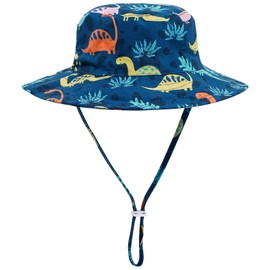 Baby Sun Hat Toddler Sun Protection Animal Cap Unisex Summer Bucket Hat, Kids Bucket Hat, with Adjustable Chin Strap UPF 50+ Blue